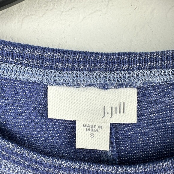 J.Jill Short Dress Womens S Blue Striped Knit Long Sleeve Round Neck Textured - Picture 5 of 7
